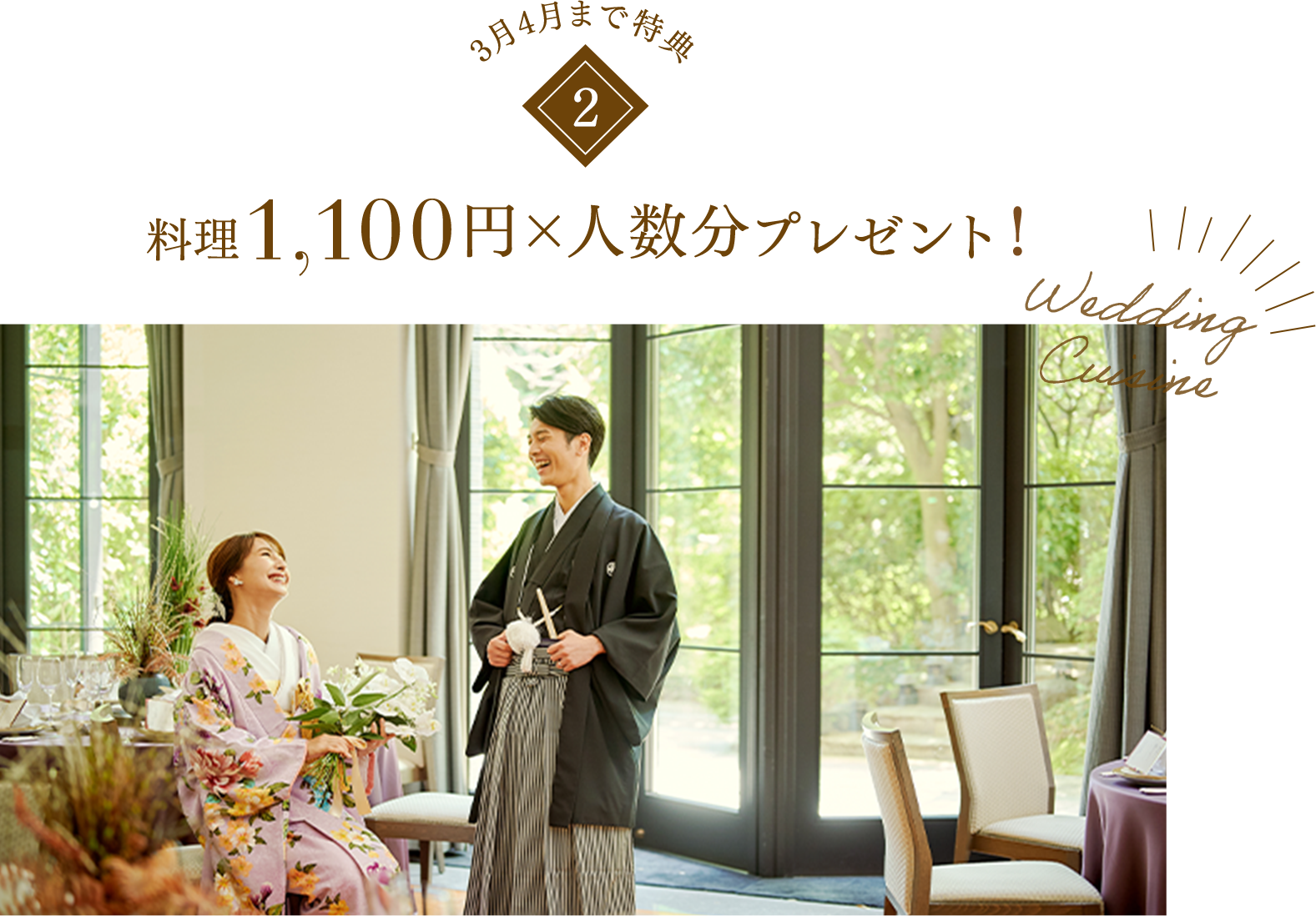 料理1,100円×人数分プレゼント