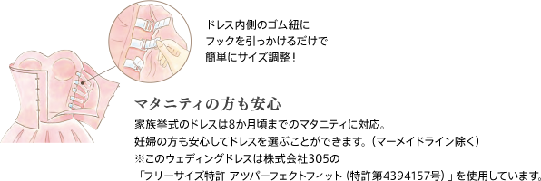 結婚式当日でもサイズ調整可能なウェディングドレス